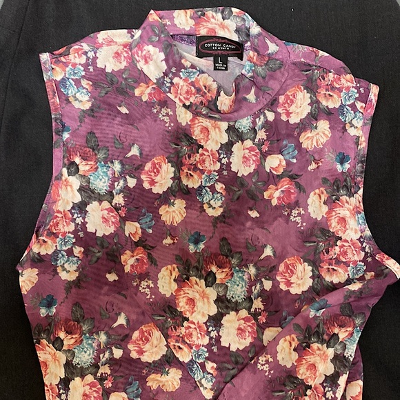 Purple Mesh Floral Bodysuit - Picture 15 of 16